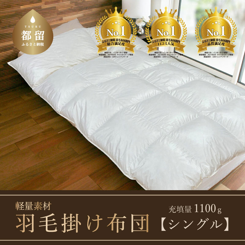 【シングル】【肌掛け】羽毛肌掛けふとん　軽量素材　スーパーTTC（150ｃｍ×210ｃｍ）
